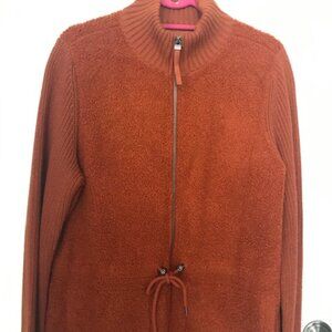 New All Worthy Women Burnt Orange Fleece Sweater Arms Drawstring Jacket. Sz. M